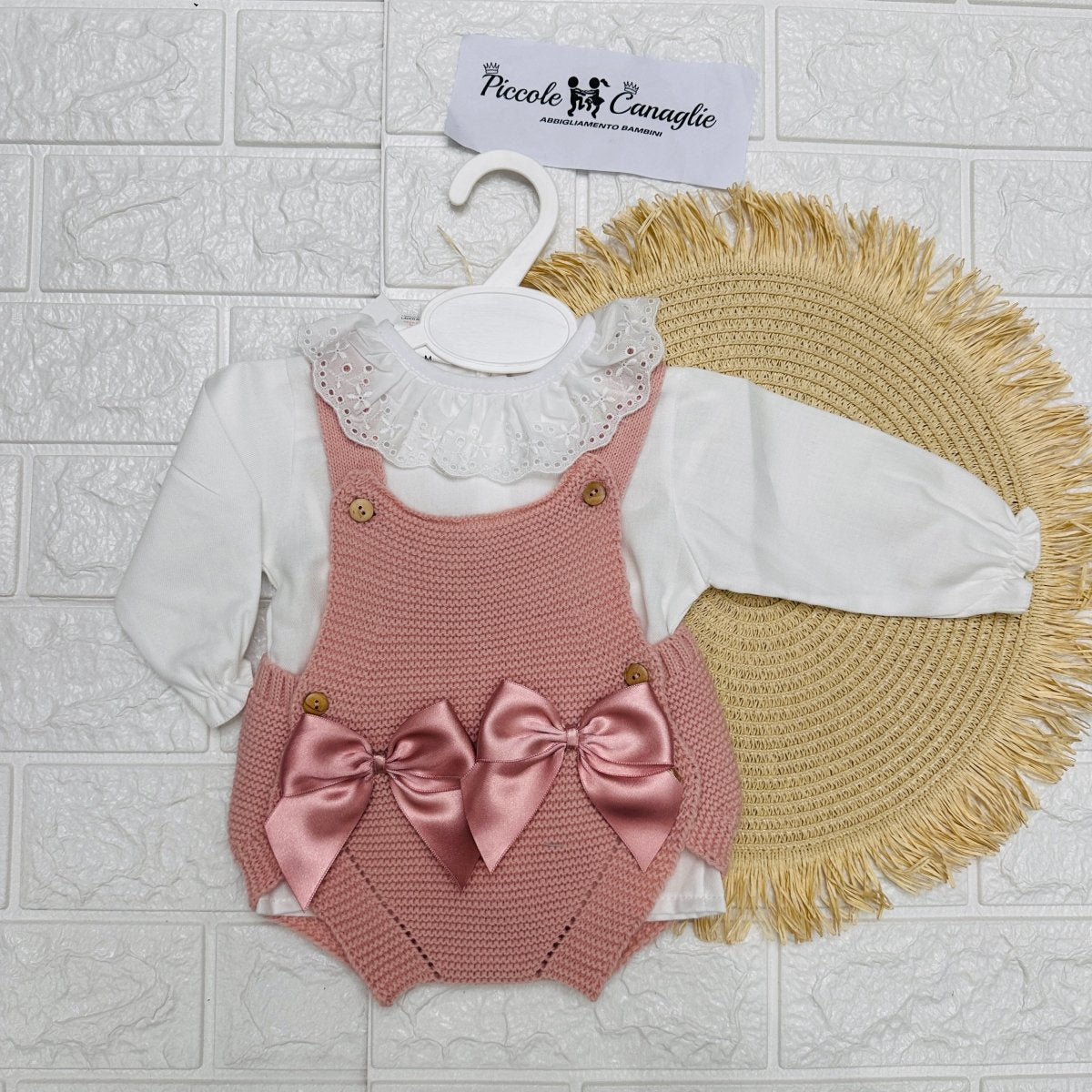 Saloppetta 2 fiocchi Rosa Antico - Piccole Canaglie - PC22964