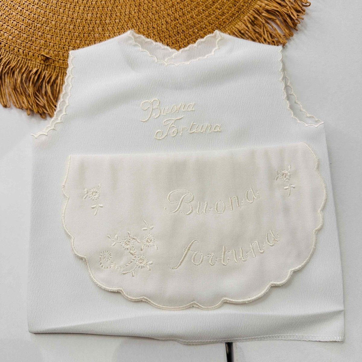 Set camicina e bavetta della fortuna panna - Piccole Canaglie - PC20650