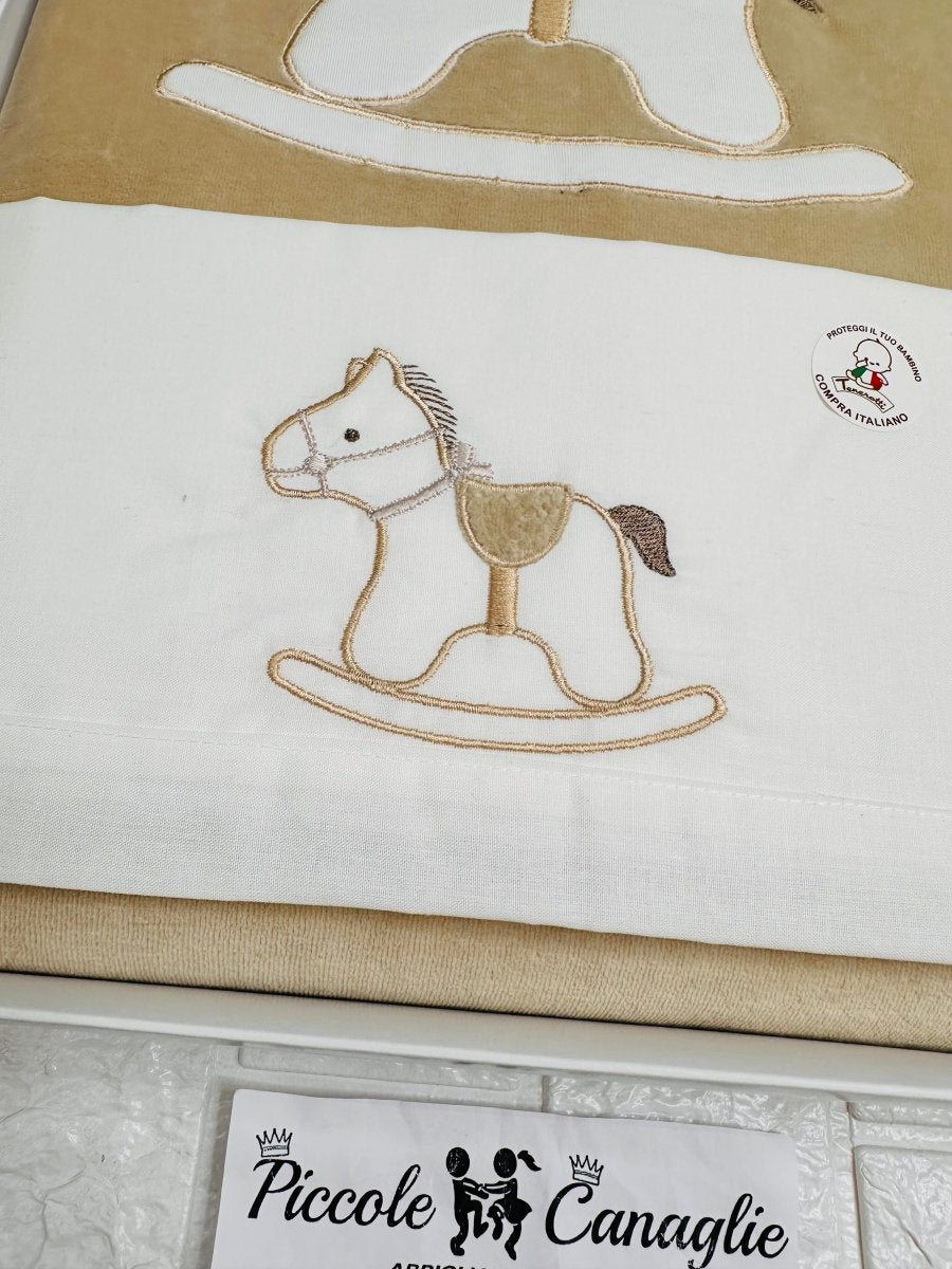 Set completo carrozzina ciniglia Cavallino Begie 35412 - Piccole Canaglie - PC24019