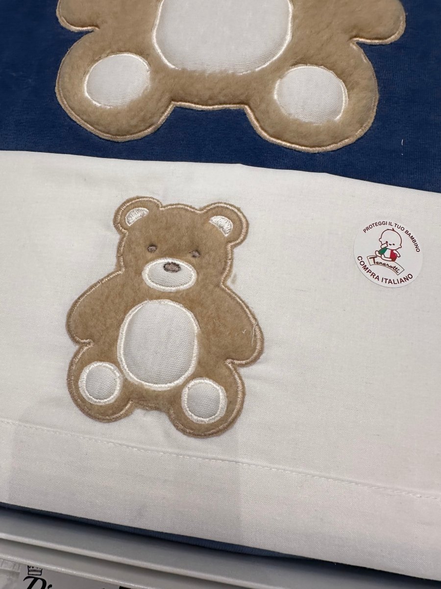 Set Completo carrozzina ciniglia orso blu - Piccole Canaglie - PC23327