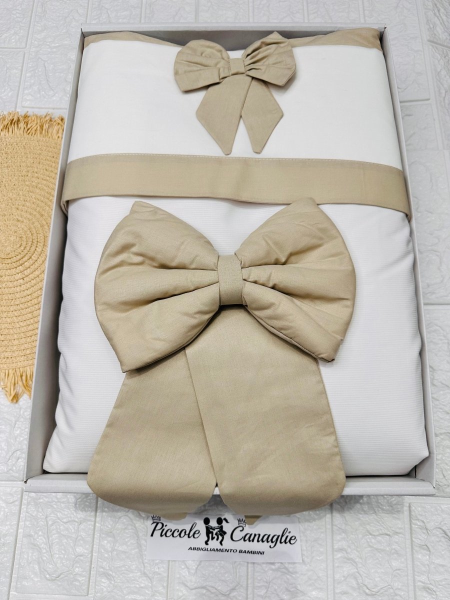 Set Completo Carrozzina Fiocco Beige Sscs028104 - Piccole Canaglie - PC25233
