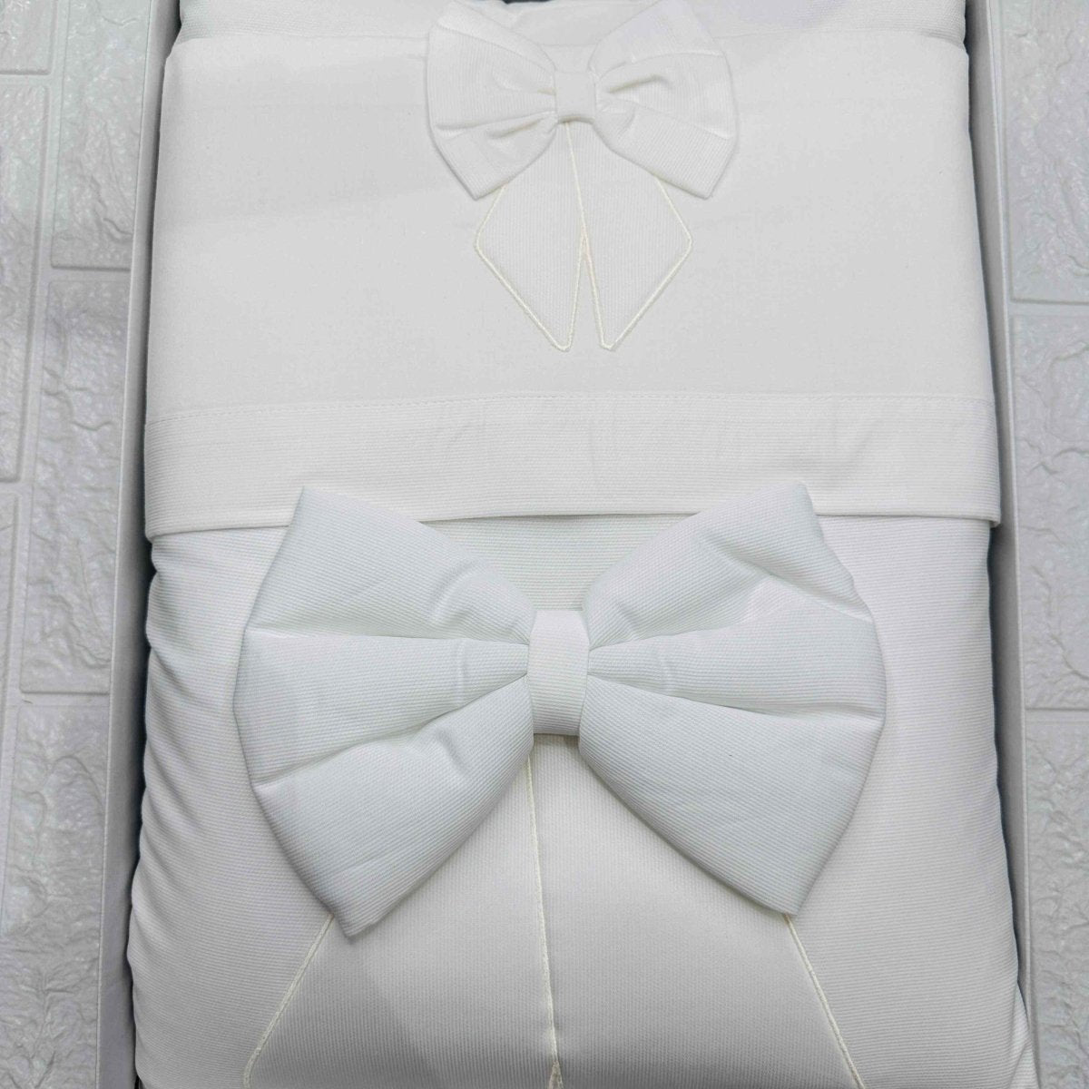 Set completo carrozzina fiocco bianco - Piccole Canaglie - PC20652