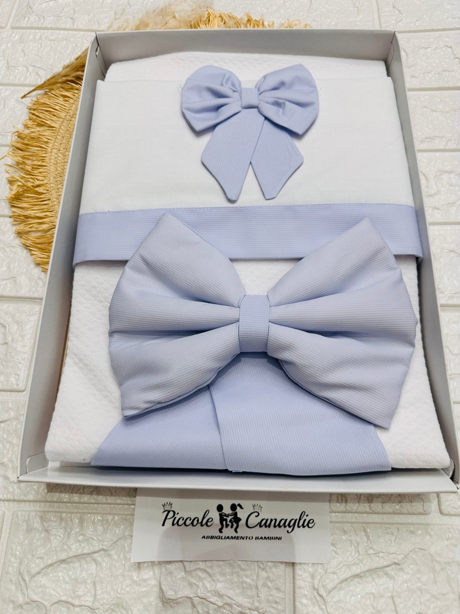 Set Completo Carrozzina fiocco celeste Scr027104 - Piccole Canaglie - PC26428