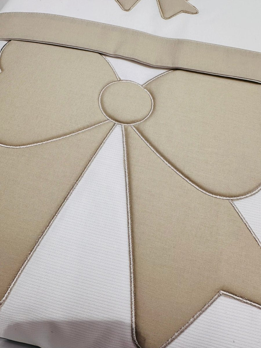 Set Completo Carrozzina Fiocco Ricamato Begie SSCS028104R - Piccole Canaglie - PC24730