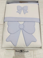 Set Completo Carrozzina Fiocco Ricamato Celeste SSCS028104R - Piccole Canaglie - PC24729