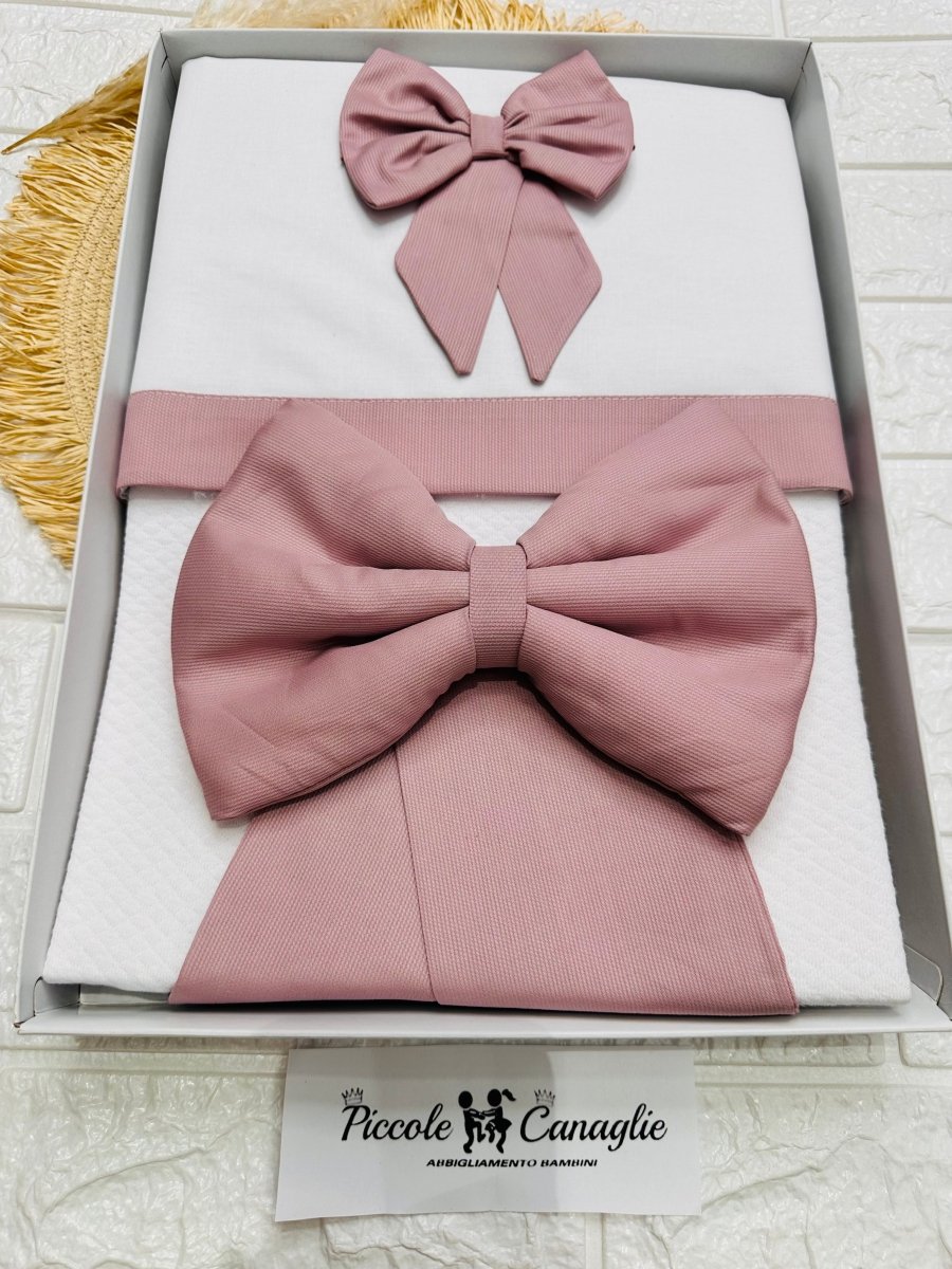 Set Completo Carrozzina fiocco rosa antico Scr027104 - Piccole Canaglie - PC26425