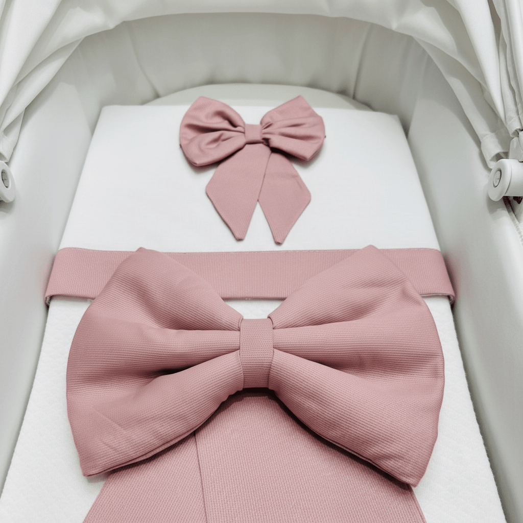 Set Completo Carrozzina Fiocco Rosa Antico Scr027104 - Piccole Canaglie - PC26425