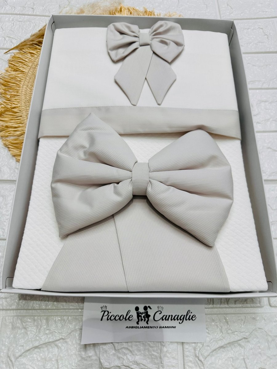 Set Completo Carrozzina fiocco Tortora Scr027104 - Piccole Canaglie - PC26427