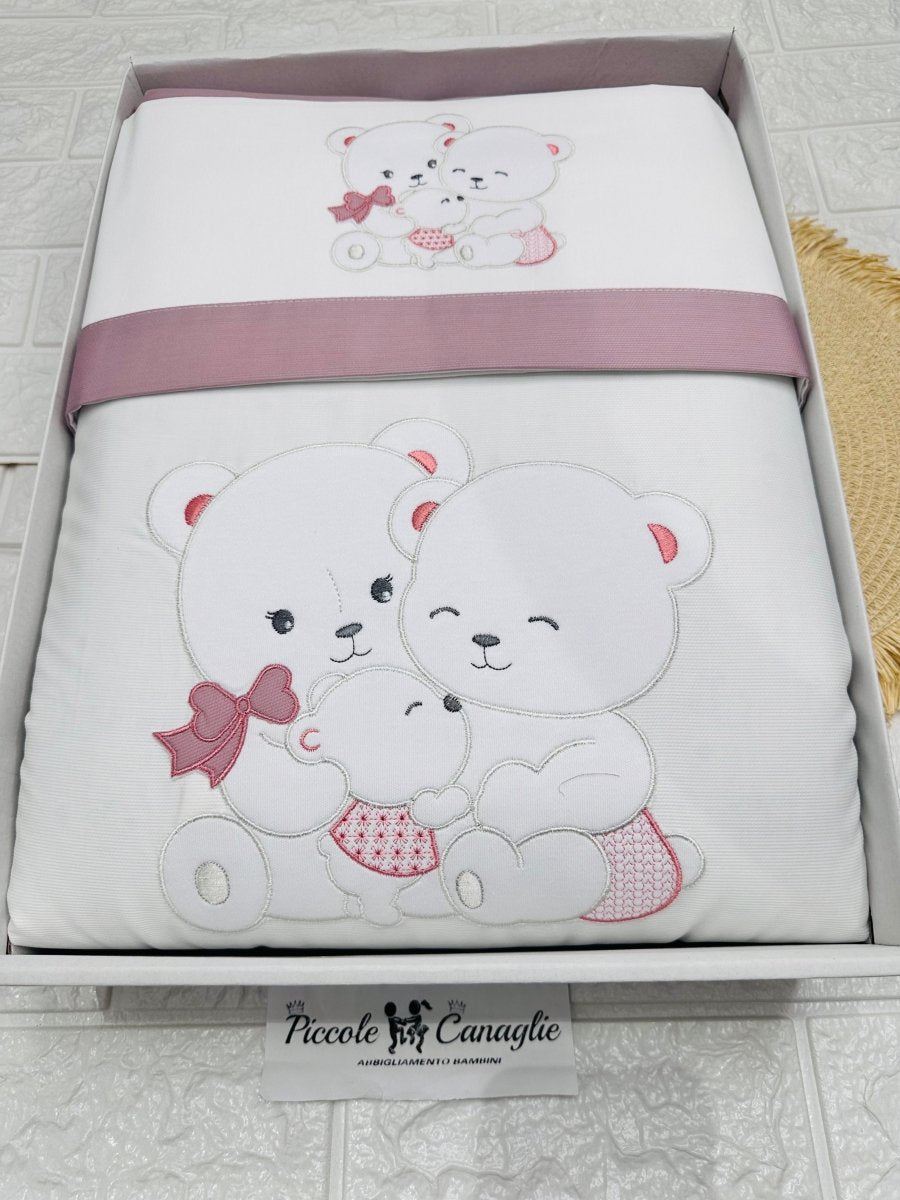 Set Completo Carrozzina Orsetti Teneri Rosa Antico Sscs028177 - Piccole Canaglie - PC29760