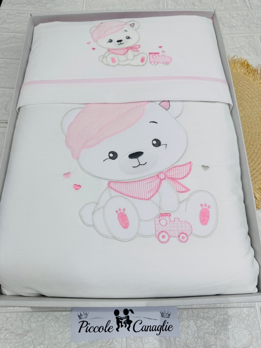 Set Completo Carrozzina Orso Birichino Rosa Sscs028179 - Piccole Canaglie - PC30017