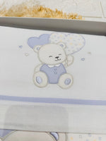 Set Completo Carrozzina Orso cuori Celeste Scr027171 - Piccole Canaglie - PC26421