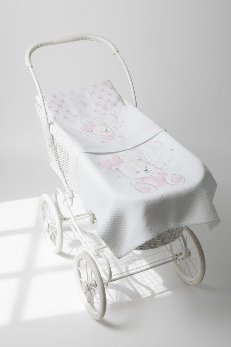 Set Completo Carrozzina Orso Cuori Rosa Scr027171 - Piccole Canaglie - PC26423