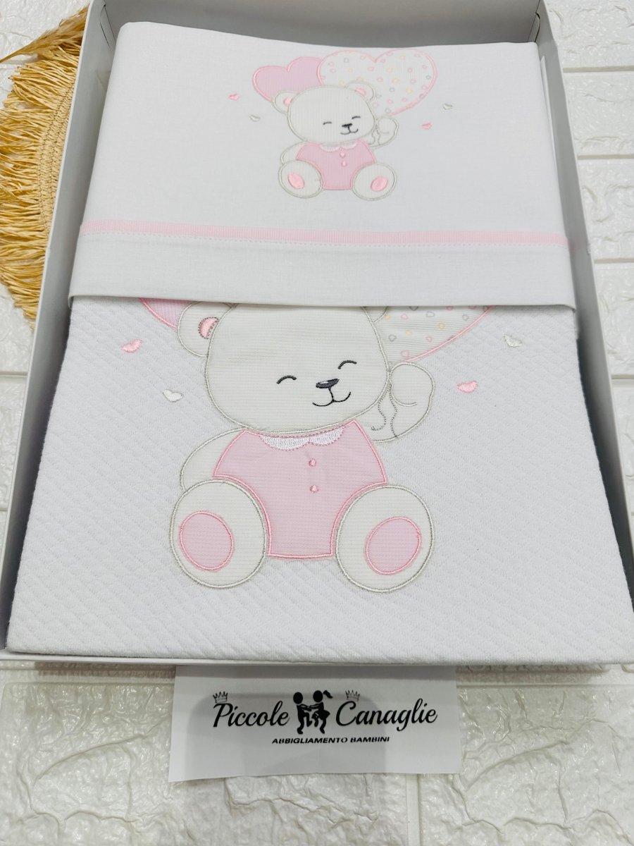 Set Completo Carrozzina Orso cuori rosa Scr027171 - Piccole Canaglie - PC26423