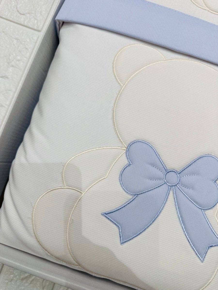 Set Completo Carrozzina orso Fiocco bienco/celeste SSCS028166 - Piccole Canaglie - PC23291