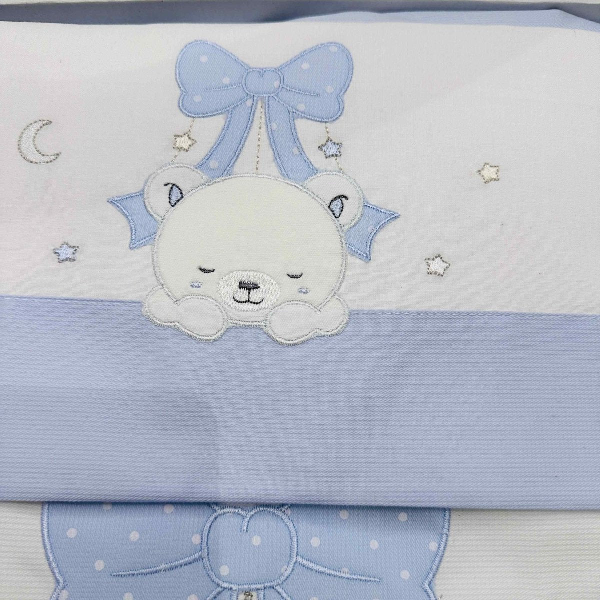 Set completo carrozzina orso fiocco celeste - Piccole Canaglie - PC20660