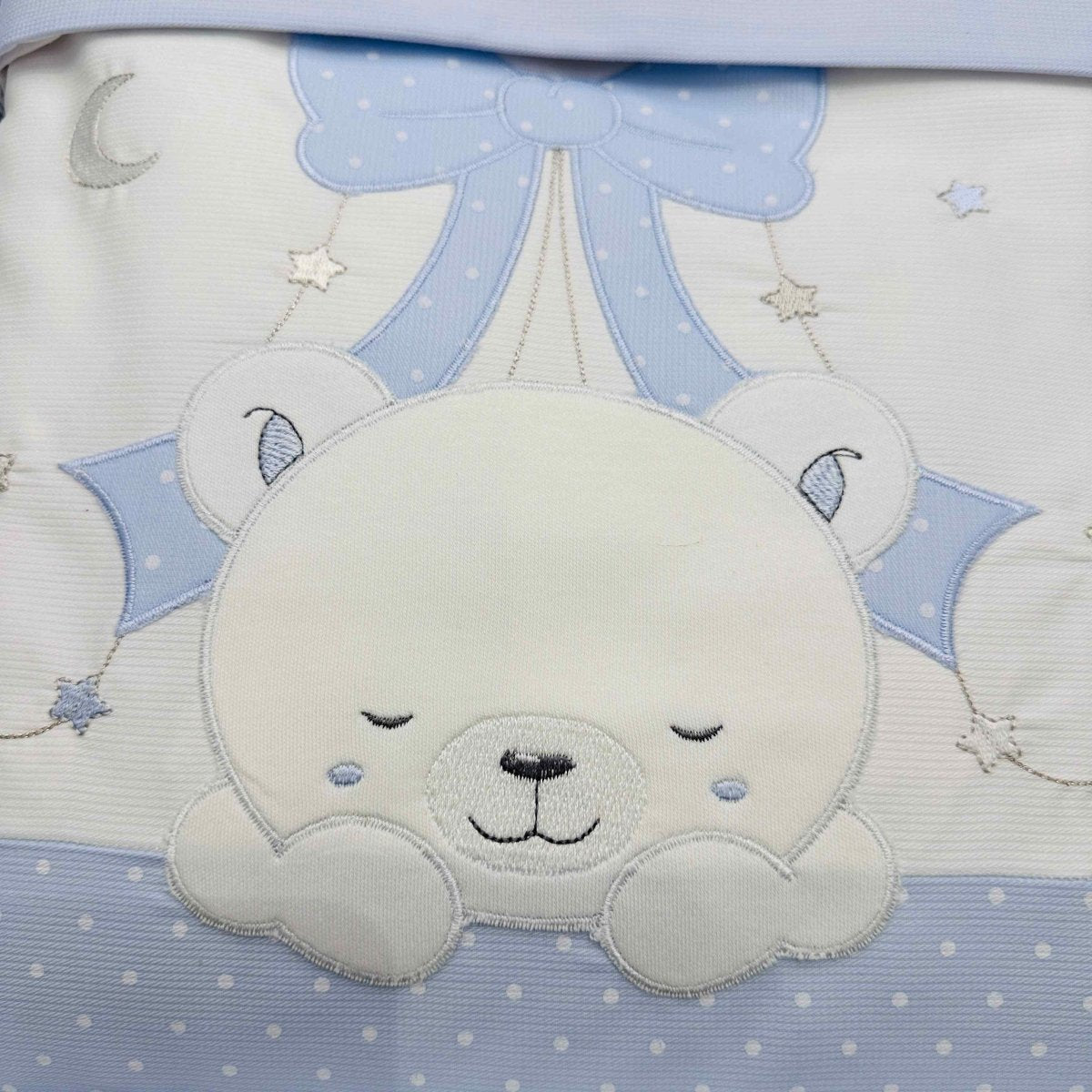 Set completo carrozzina orso fiocco celeste - Piccole Canaglie - PC20660