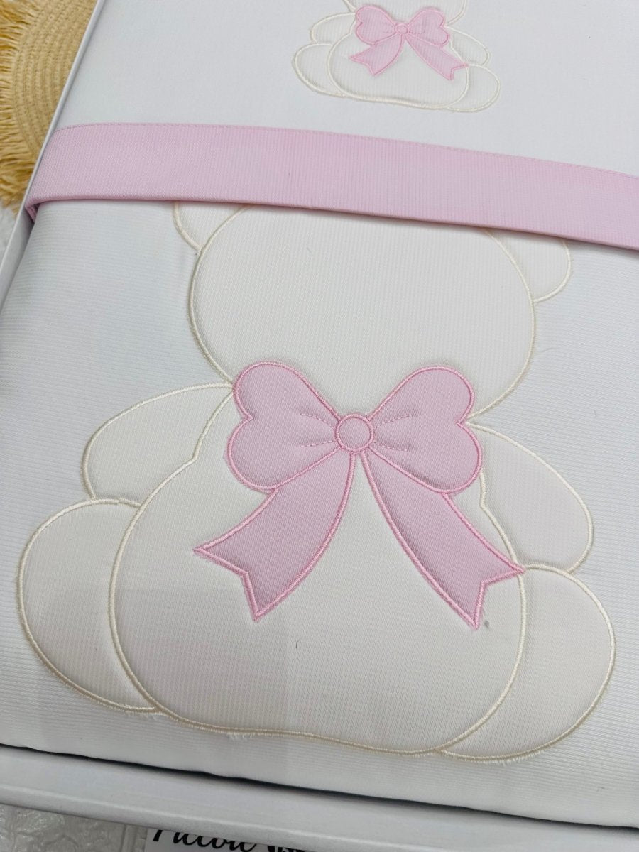 Set Completo Carrozzina Orso Fiocco rosa SSCS028166 - Piccole Canaglie - PC23753