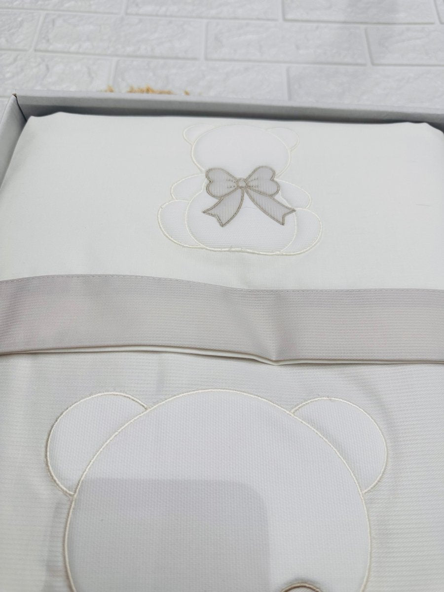 Set completo carrozzina orso fiocco sscs028166 tortora - Piccole Canaglie - PC26445