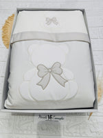 Set completo carrozzina orso fiocco sscs028166 tortora - Piccole Canaglie - PC26445