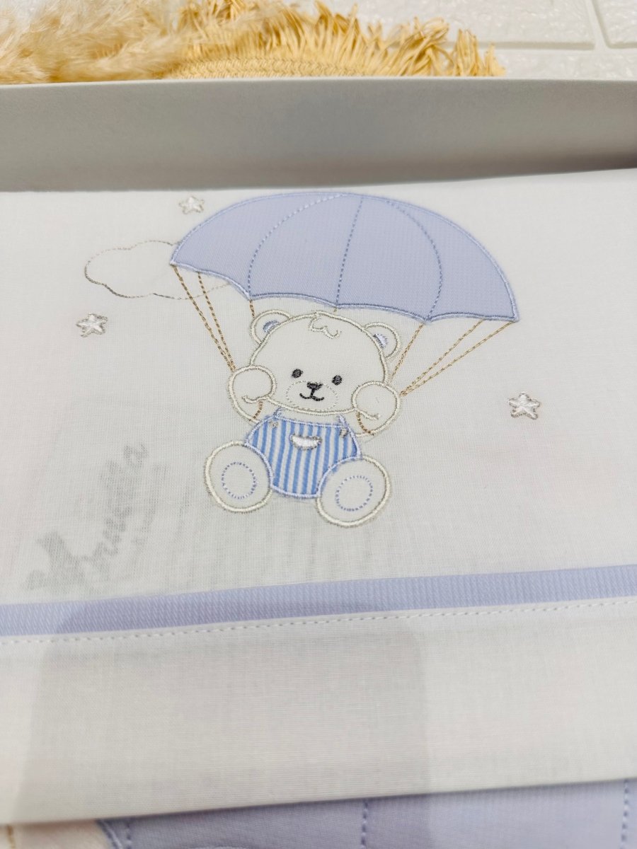 Set Completo Carrozzina Orso Paracadute Celeste Scr027175 - Piccole Canaglie - PC26431