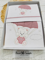 Set Completo Carrozzina Orso Paracadute rosa antico Scr027175 - Piccole Canaglie - PC26430