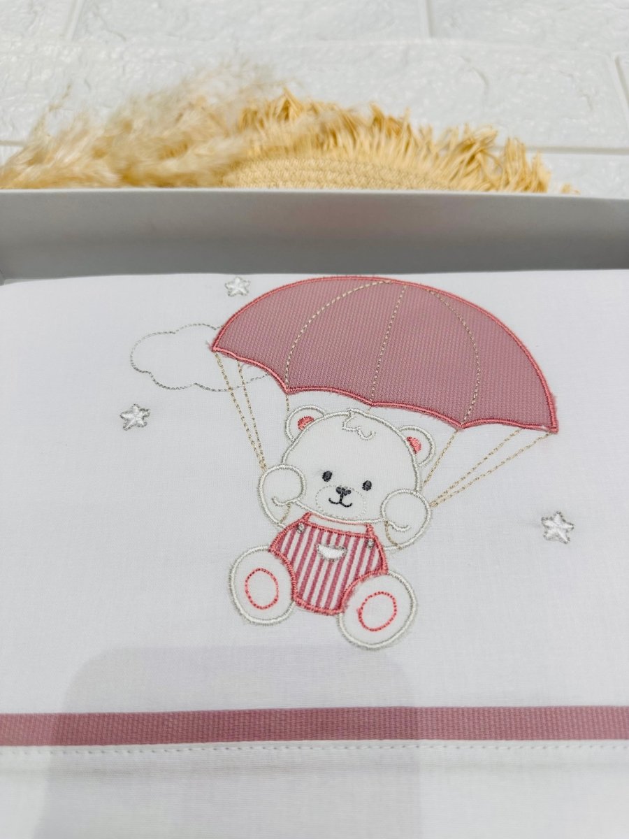 Set Completo Carrozzina Orso Paracadute rosa antico Scr027175 - Piccole Canaglie - PC26430