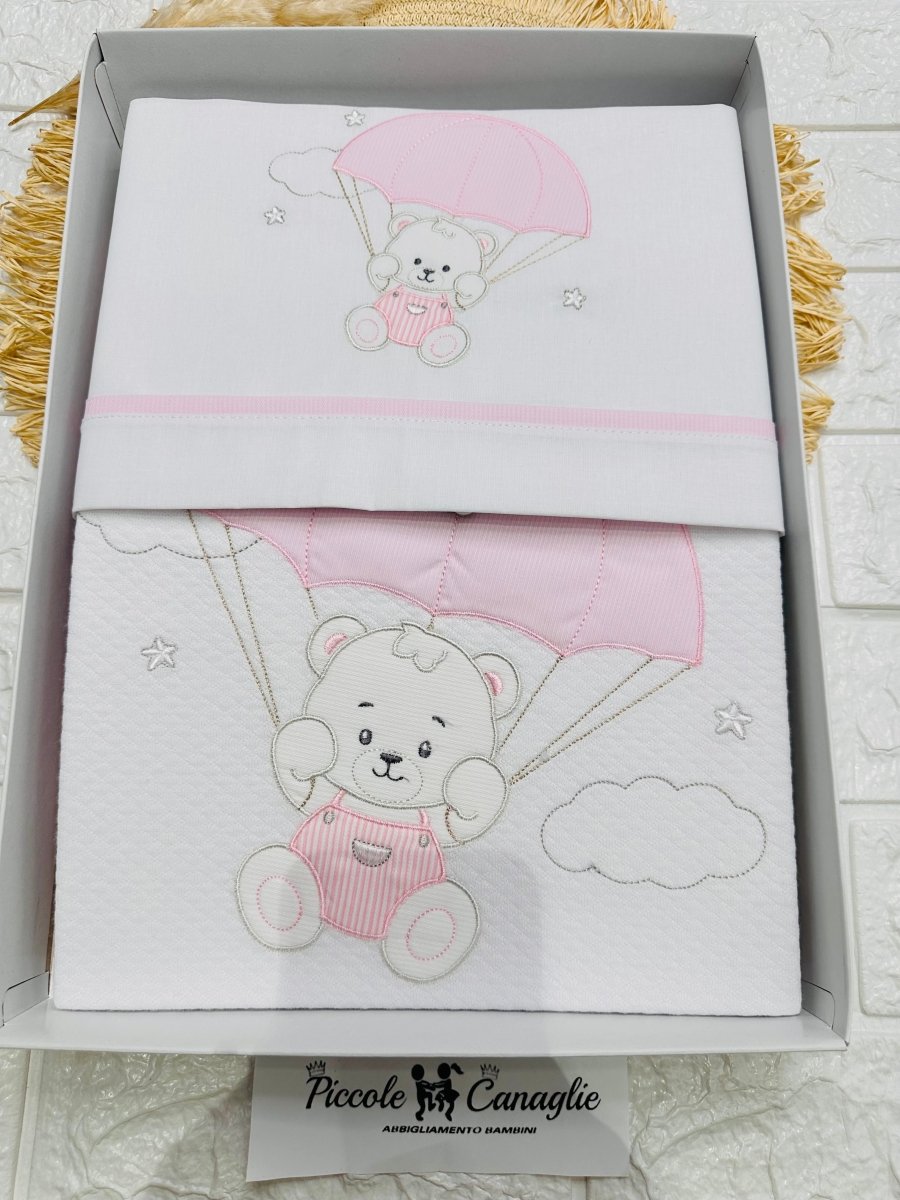 Set Completo Carrozzina Orso Paracadute rosa Scr027175 - Piccole Canaglie - PC26420