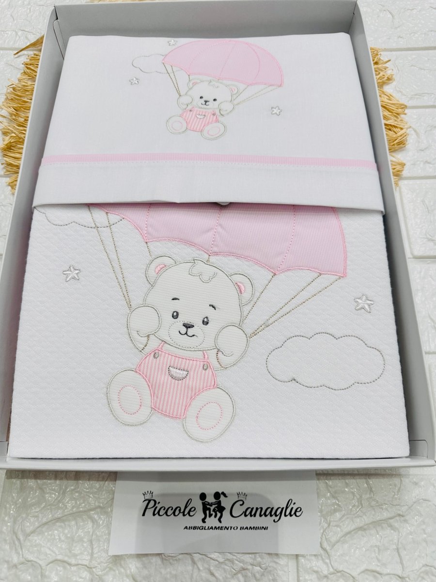 Set Completo Carrozzina Orso Paracadute rosa Scr027175 - Piccole Canaglie - PC26420