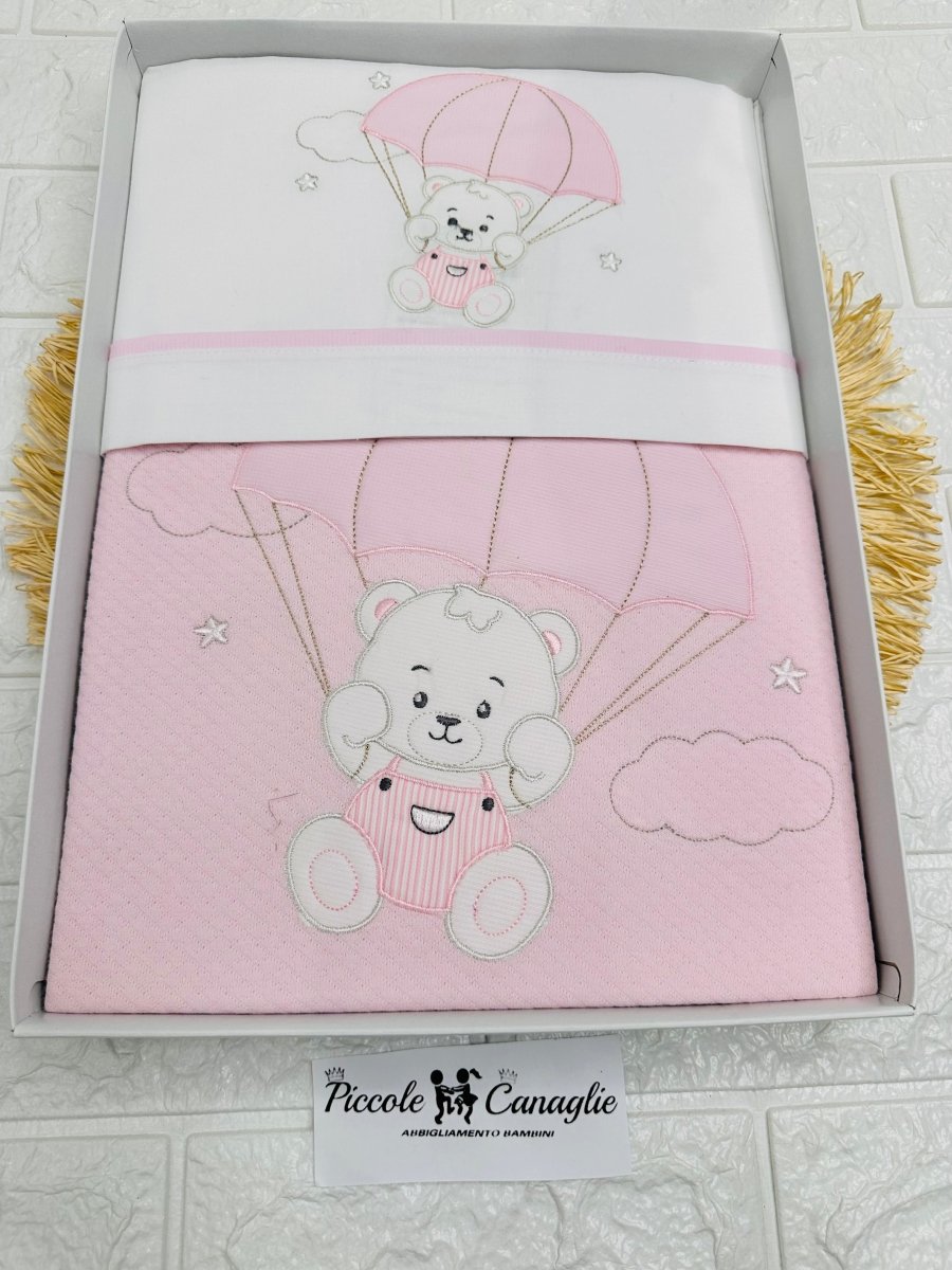 Set Completo Carrozzina Orso Paracadute Rosa Slr032175 - Piccole Canaglie - PC25873