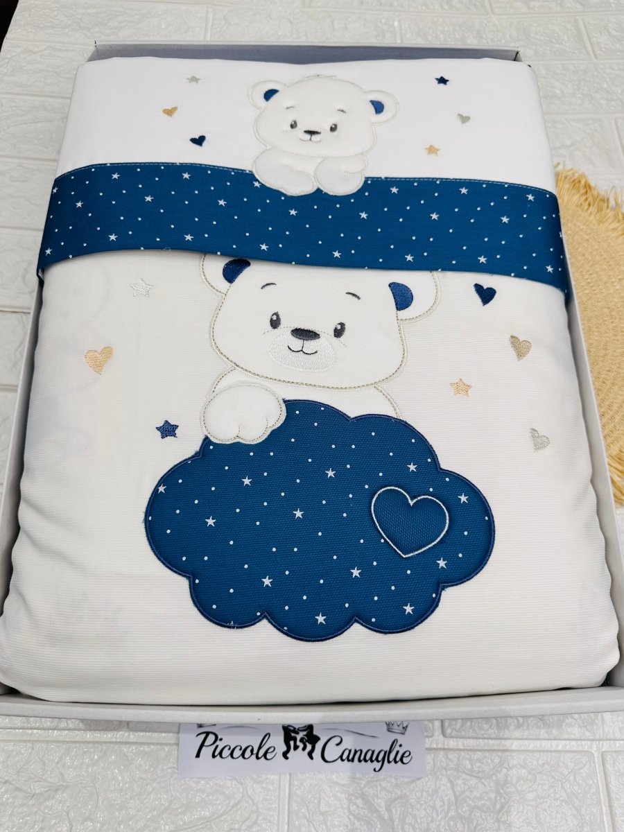 Set Completo Carrozzina Orso Sogni D’Oro Blu Sscs028180 - Piccole Canaglie - PC30018