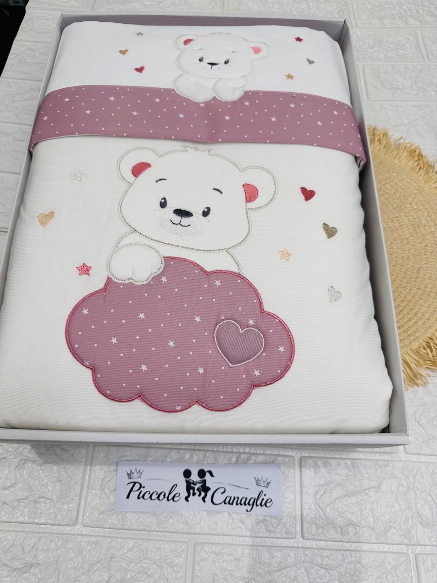 Set Completo Carrozzina Orso Sogni D’Oro Rosa Antico Sscs028180 - Piccole Canaglie - PC30021