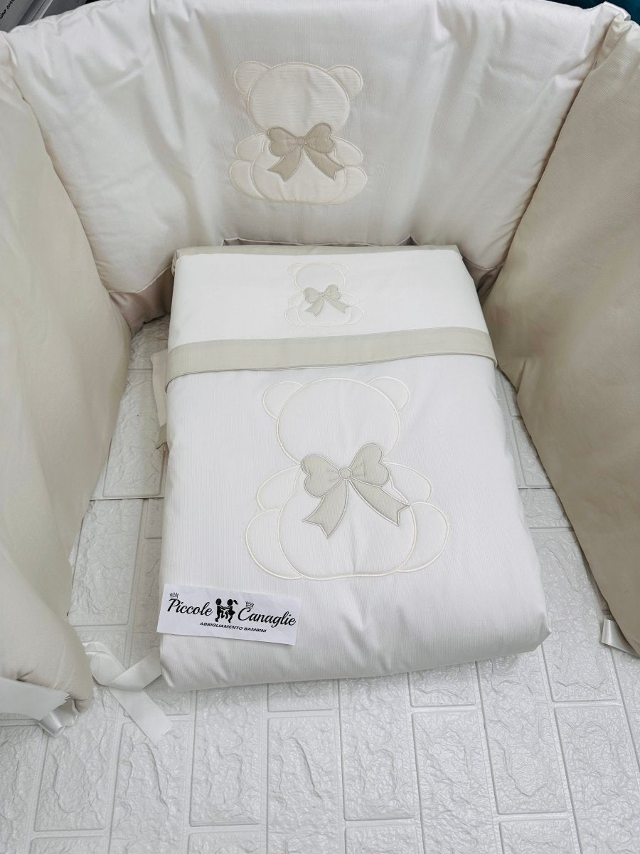 Set Completo Culla orso Fiocco Tortora SLS033166 - Piccole Canaglie - PC24071