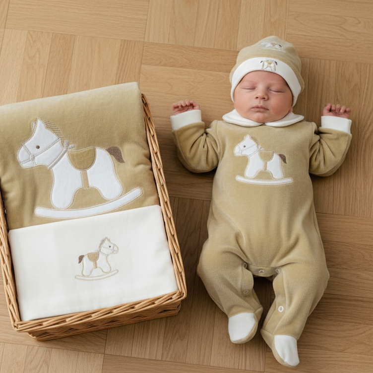 Set Completo Nascita Ciniglia Cavallino Beige 35512