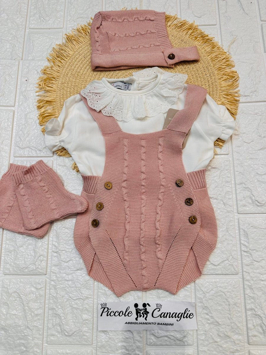 Set Completo Salopette Rosa antico NG2044 NAZARENO GABRIELLI - Piccole Canaglie - PC25298