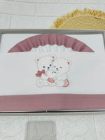 Set Lenzuola Carrozzina Famiglia Orsi Rosa Antico Lc015177 - Piccole Canaglie - PC29445