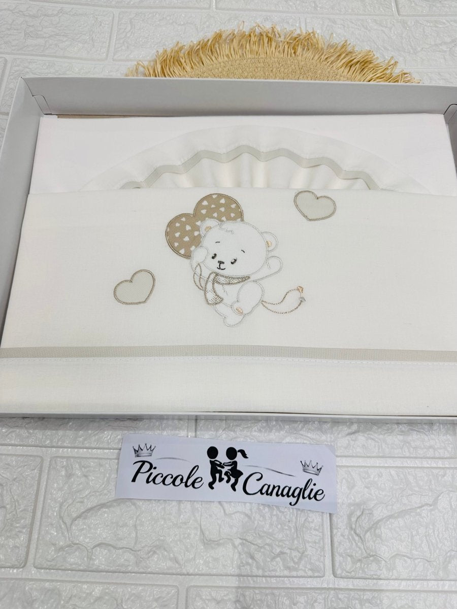 Set Lenzuola Carrozzina Gattino Beige Lc015183 - Piccole Canaglie - PC30008