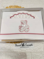 Set Lenzuola carrozzina LC015121 orso pizzo rosa antico - Piccole Canaglie - PC24863