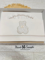 Set Lenzuola carrozzina LC015121 orso pizzo tortora - Piccole Canaglie - PC24868