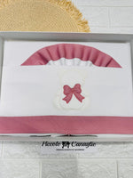 Set Lenzuola carrozzina LC015166 orsi fiocco dietro rosa antico - Piccole Canaglie - PC24869
