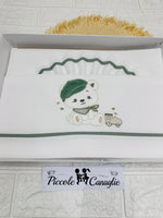 Set Lenzuola Carrozzina Orsetto Simpatico Verde Lc015179 - Piccole Canaglie - PC30006