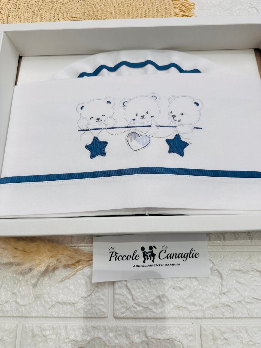 Set Lenzuola Carrozzina Orsi stelline carta da zucchero Lc015169 - Piccole Canaglie - PC26442