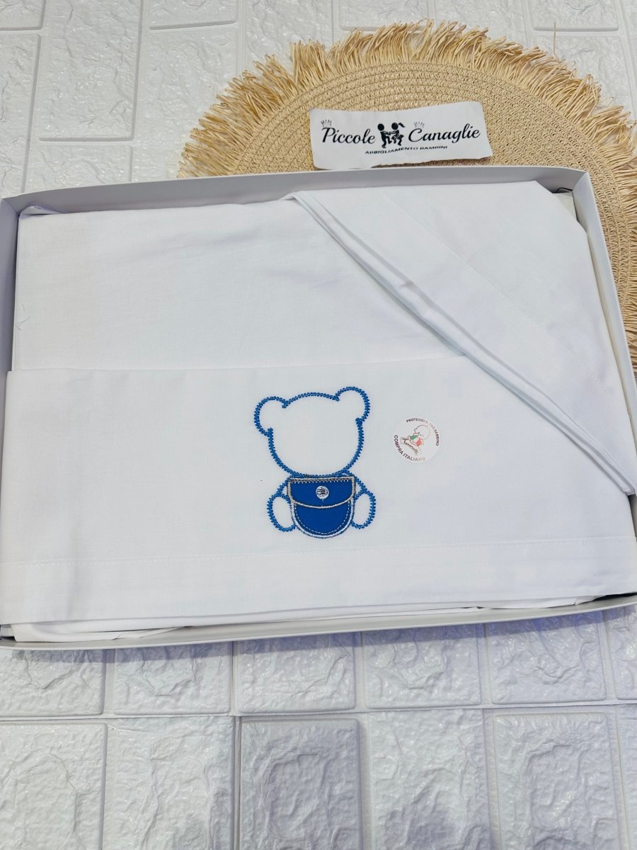 Set lenzuola carrozzina orso Blu - Piccole Canaglie - 