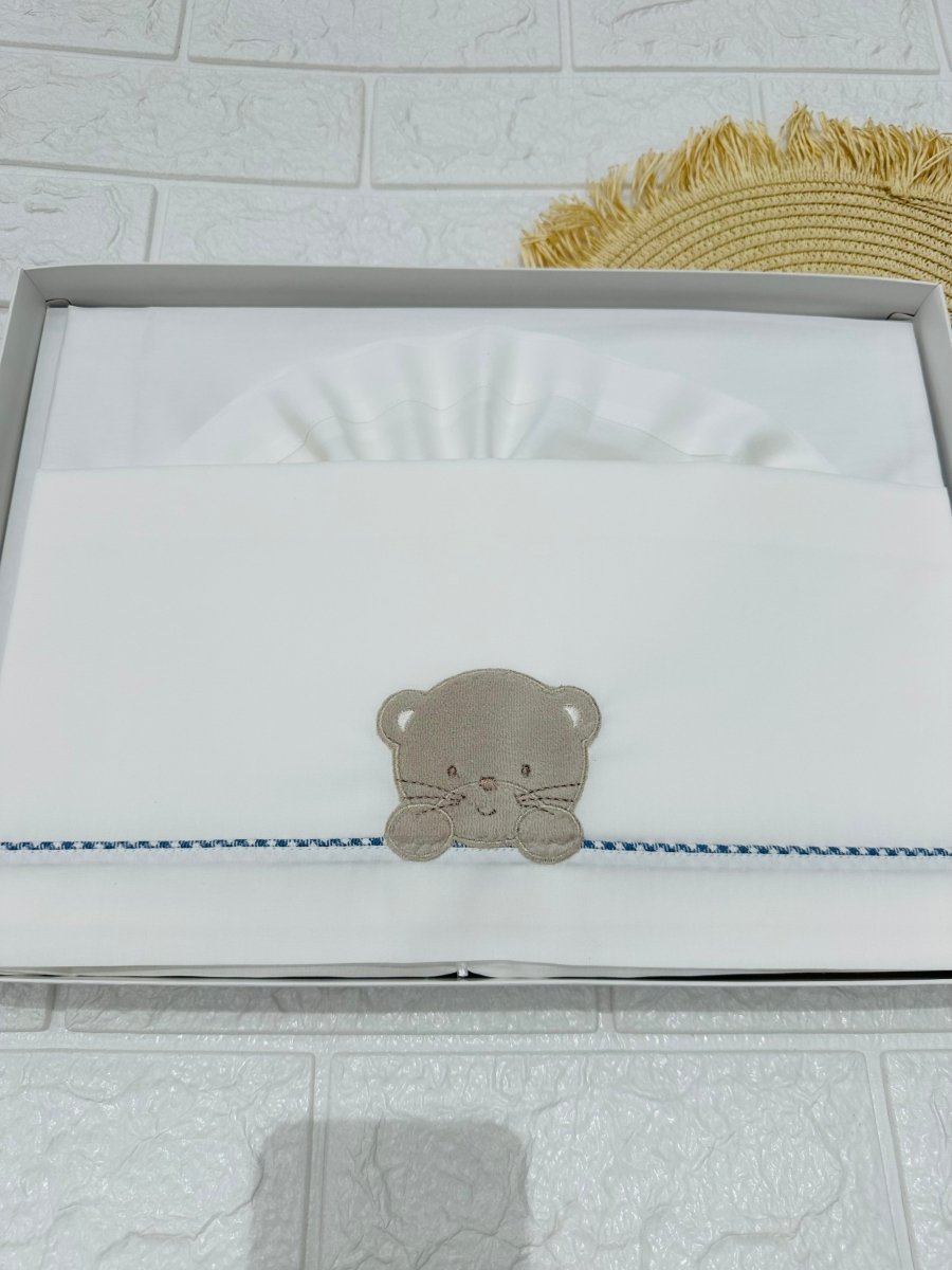 Set Lenzuola Carrozzina Orso Bordino Lc015 - Piccole Canaglie - PC29446