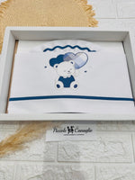 Set Lenzuola Carrozzina Orso cuore blu Lc015171 - Piccole Canaglie - PC26444