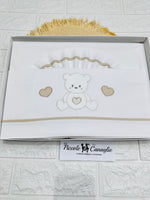 Set Lenzuola Carrozzina Orso Cuori Beige Lc015176 - Piccole Canaglie - PC27583