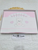 Set Lenzuola Carrozzina Orso Cuori Rosa Lc015176 - Piccole Canaglie - PC27665