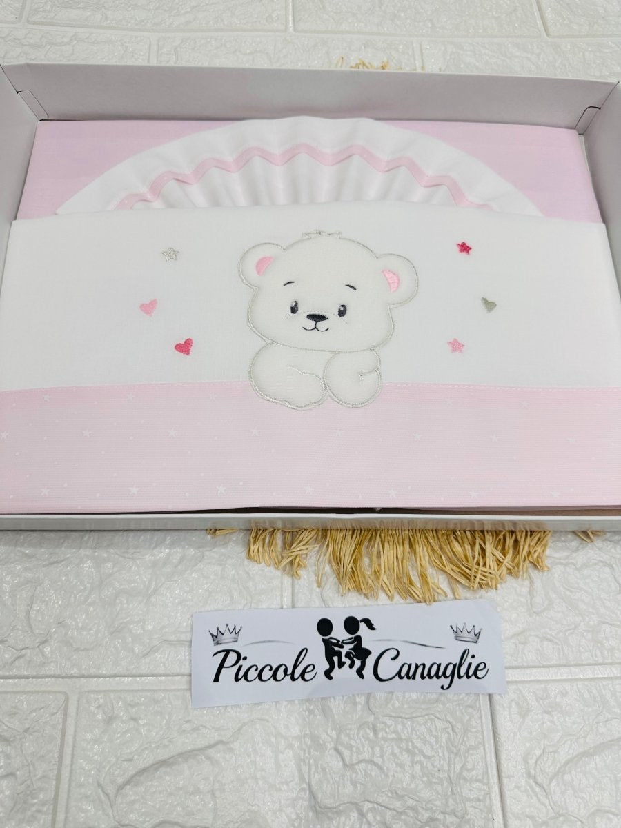 Set Lenzuola Carrozzina Orso D’Ogni D’Oro Rosa Lc015180 - Piccole Canaglie - PC30005
