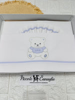 Set Lenzuola Carrozzina Orso Love Celeste Lc015172 - Piccole Canaglie - PC25219