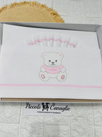 Set Lenzuola Carrozzina Orso Love Rosa Lc015172 - Piccole Canaglie - PC25221