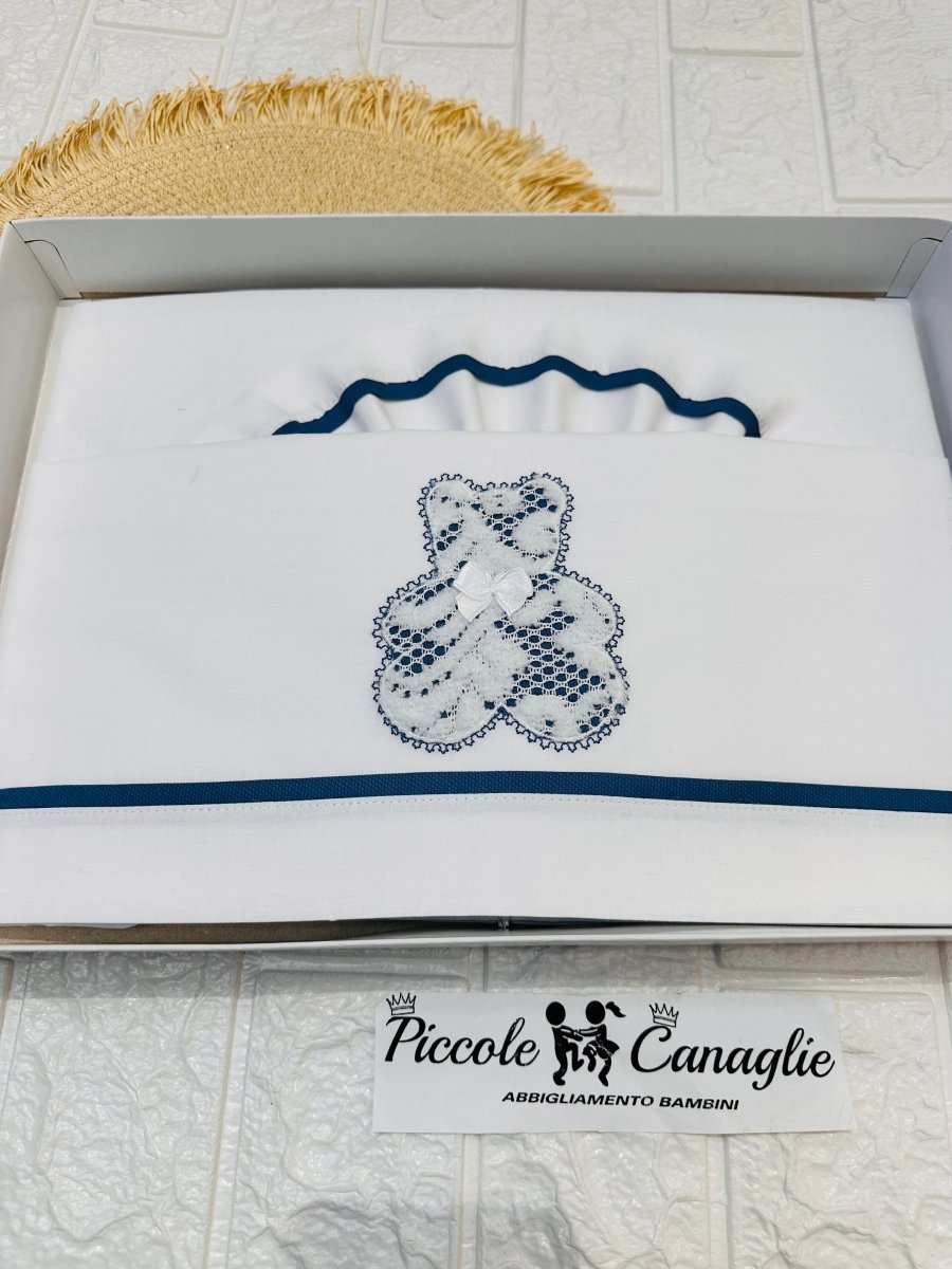Set Lenzuola Carrozzina Orso Pizzo Carta Da Zucchero Lc015121 - Piccole Canaglie - PC25216